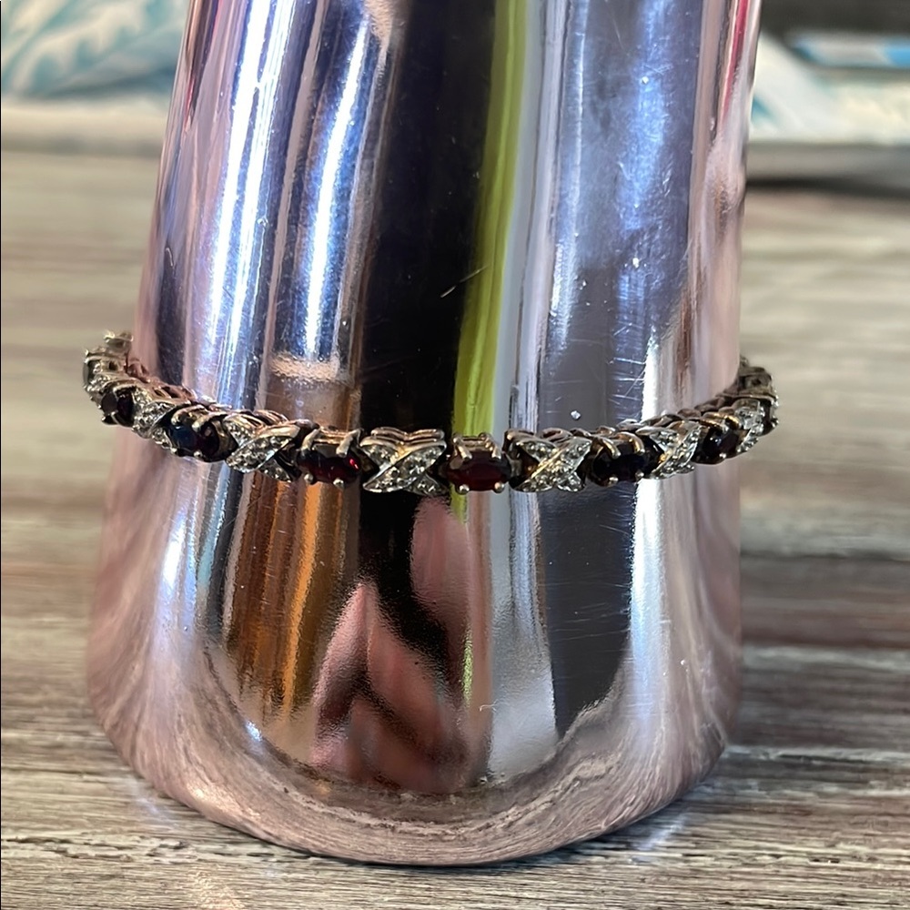 Elegant Silver and Red Bracelet